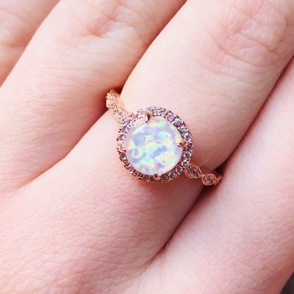 Jewelry - Round Fire Opal Rose Gold Ring